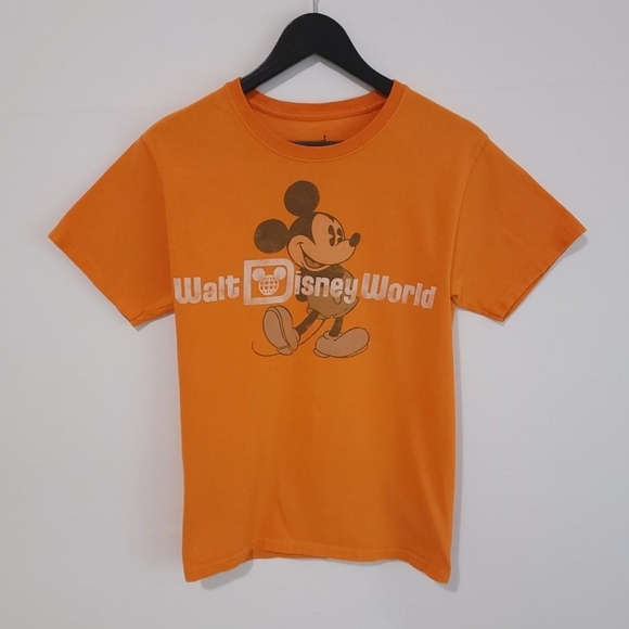 Disney Other - Mickey Mouse Size Small Orange 90s Classic Logo Graphic print tshirt